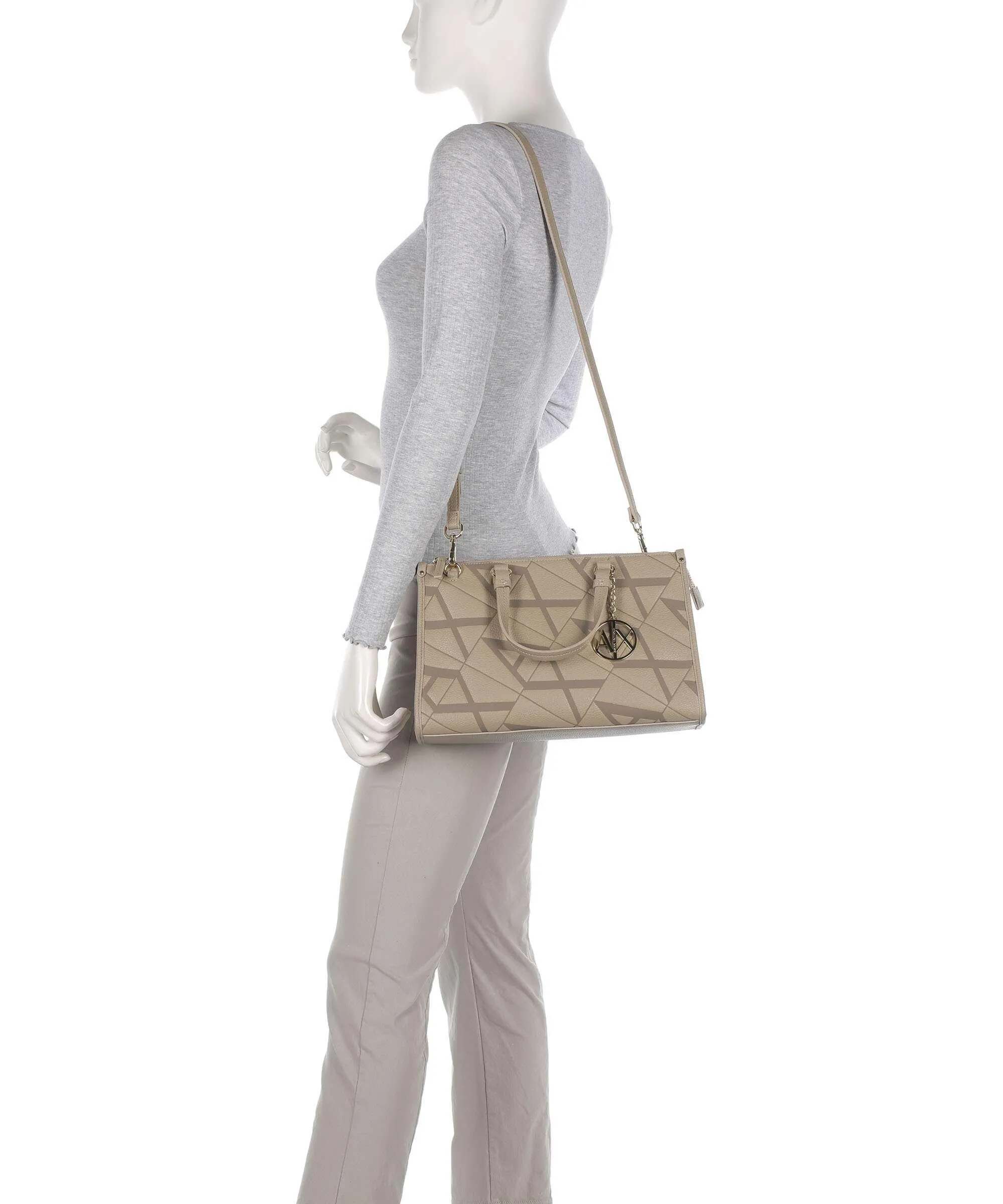  Armani Exchange Gynger M Borsa a mano pelle sintetica beige  