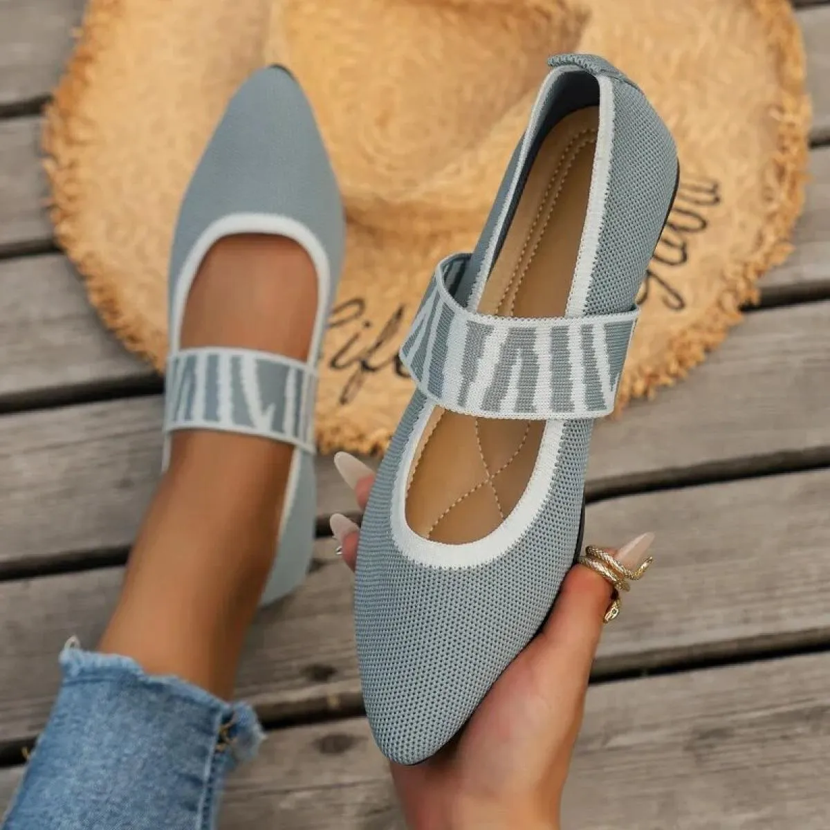 Ballerine da donna Scarpe casual Tacco basso Scarpe da ginnastica eleganti a piedi nudi da donna Socofy Comode scarpe a punta In