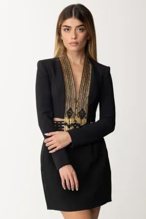 Giacca corta con ricamo paillettes Nero