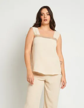 Top a spalla larga con inserto frontale